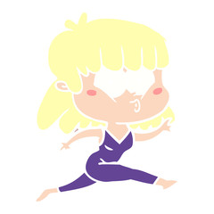 flat color style cartoon woman running
