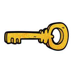 cartoon doodle gold key