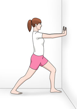 壁を押す ストレッチ トレーニング アキレス腱 Stock イラスト Adobe Stock