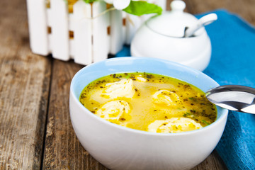 Chicken soup with dumplings