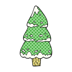 cartoon doodle pine trees
