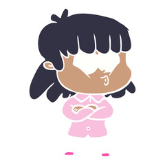 flat color style cartoon whistling girl