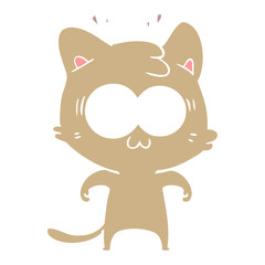 flat color style cartoon surprised cat