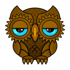 Owl or owl bird sketch vector isolated icon.