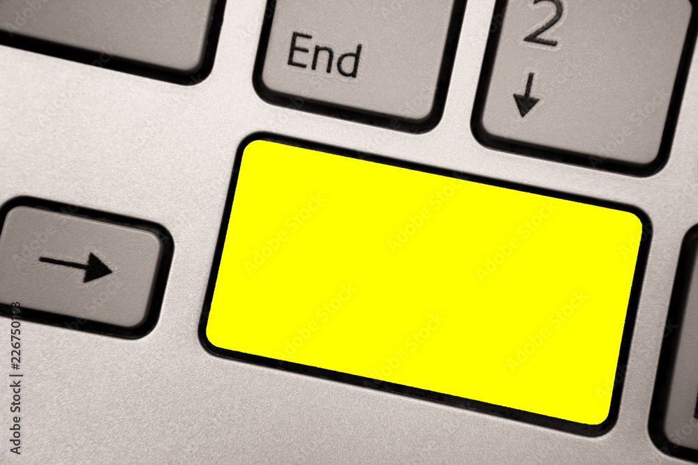 Poster Design business Empty template isolated Minimalist graphic layout template for advertising . Keyboard yellow key Intention create computer computing reflection document