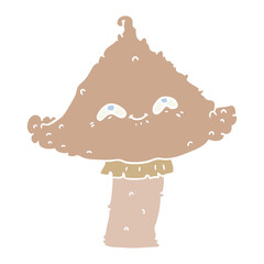 flat color style cartoon mushroom with face