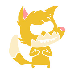 flat color style cartoon grinning fox