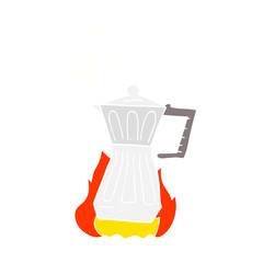 flat color illustration of a cartoon espresso stovetop maker