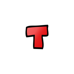 cartoon doodle letter t