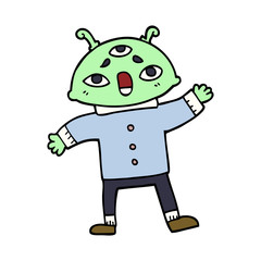 cartoon doodle alien space man