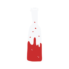cartoon doodle bottle with sloshing wine