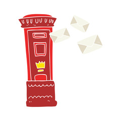 flat color illustration of a cartoon british post box