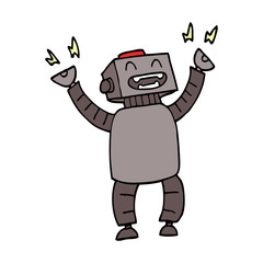 cartoon doodle happy robot