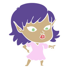 pretty flat color style cartoon elf girl