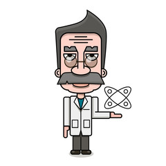 Old Scientist Icon Retro Cartoon Design Vector