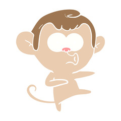 flat color style cartoon dancing monkey