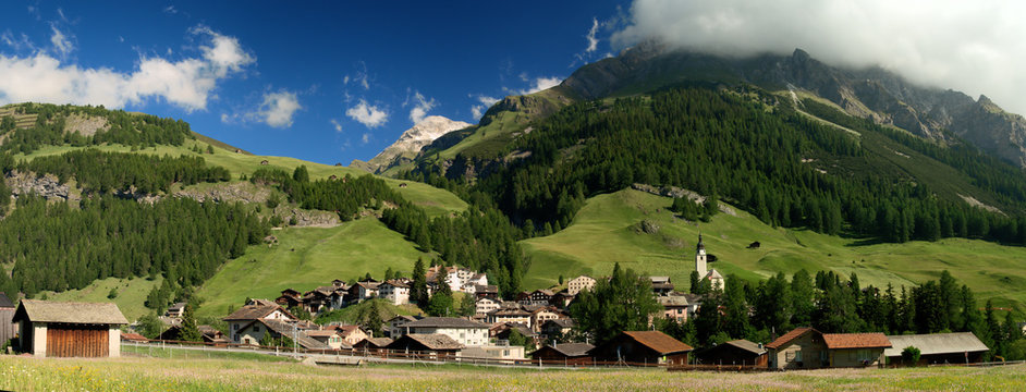 Village of Splügen in the Grisons, Swiss Alps