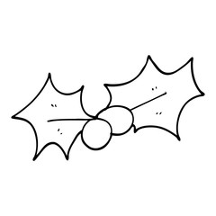line drawing cartoon christmas holly