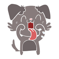 flat color style cartoon panting dog