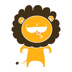 flat color style cartoon bored lion