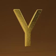 3D render Illustration. golden capital letter - Y.