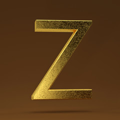 3D render Illustration. golden capital letter - Z.