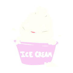 cute flat color style cartoon ice cream