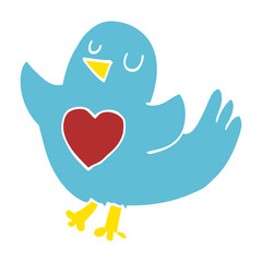 cartoon doodle bird with heart