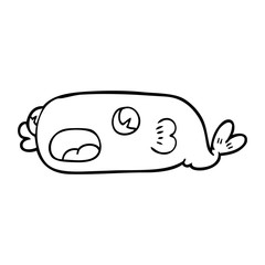line drawing cartoon of a fish