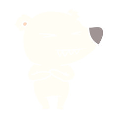 angry polar bear flat color style cartoon