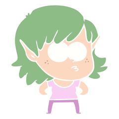 Obraz premium flat color style cartoon elf girl staring