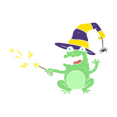 flat color illustration of a cartoon toad casting spell