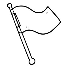 line drawing cartoon white flag waving