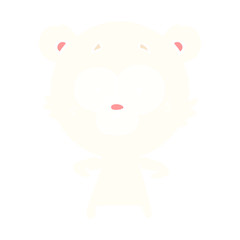 surprised polar bear flat color style cartoon