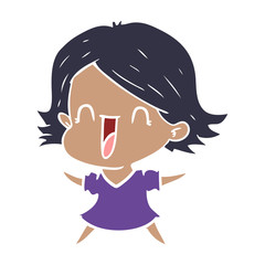 flat color style cartoon laughing woman