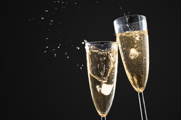 Glasses of champagne with splash