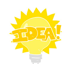 flat color illustration of a cartoon idea light bulb symbol