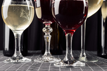 Many glasses of different wine