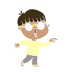 flat color style cartoon boy wearing spectacles