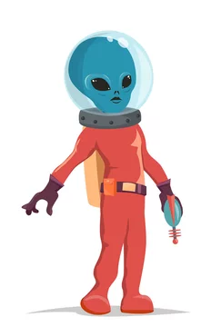 Alien Em Um Traje Espacial, Estilo De Desenho Animado, Espaço De Fundo,  Vetor Royalty Free SVG, Cliparts, Vetores, e Ilustrações Stock. Image  100822598