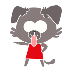 flat color style cartoon dog with tongue sticking out