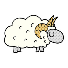 cartoon doodle sheep with horns
