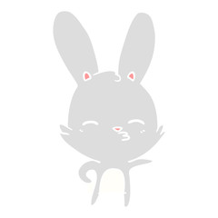 Fototapeta na wymiar curious bunny flat color style cartoon