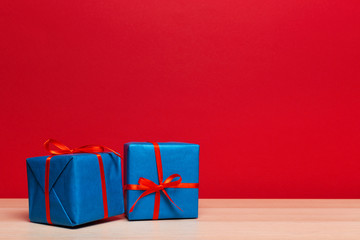 Christmas gift box on tablet