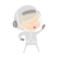 flat color style cartoon pretty astronaut girl