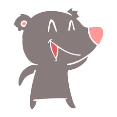 laughing bear flat color style cartoon