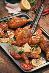 Grilled chicken breast spiced with chili peppers and rosemary