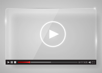 Modern glass transparent video player for web. Vector illustration © hobbitfoot