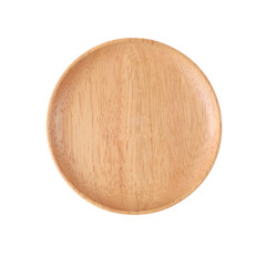 top view  empty wooden dishl  isolated on white background