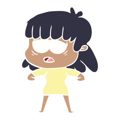 flat color style cartoon tired woman